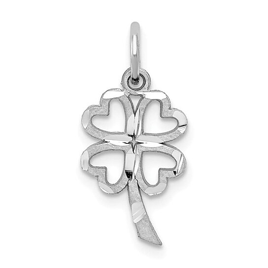 Buy 10K White Gold Satin 4 Leaf Clover Pendant by Bijou.inc on OpenSky