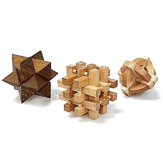 set of 3 wooden puzzles