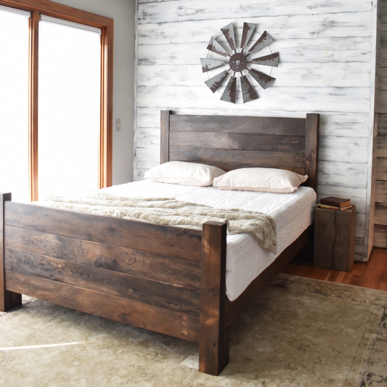 Buy Wood Bed Frame, Platform Bed, Queen Bed, King Headboard, Modern