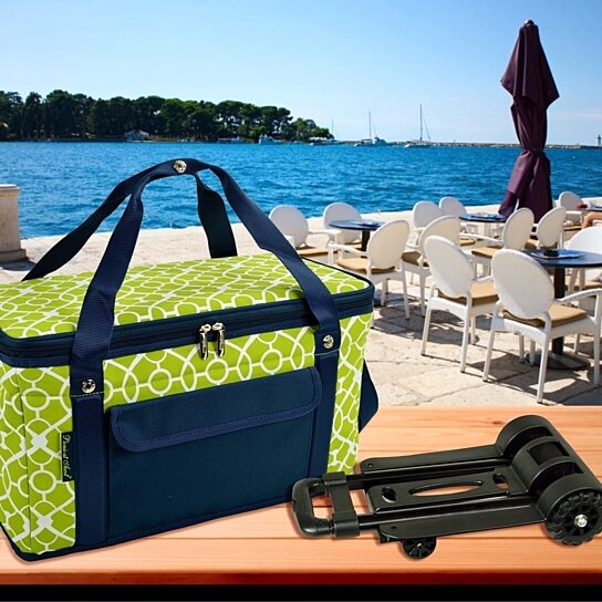 Picnic at Ascot Extra Large Insulated Tote - Trellis Blue