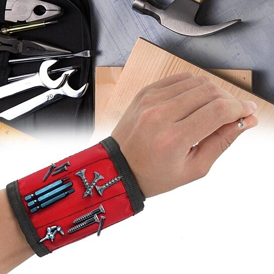 Magnetic Wrist Band Bracelet Belt Repair Tool Pocket for Screw Nail/Drill Bits
