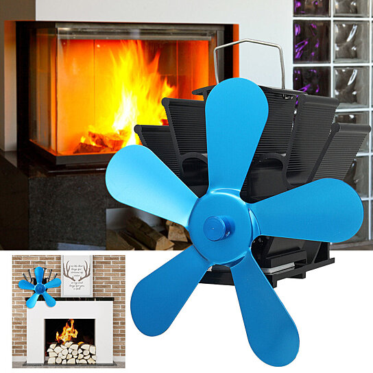 4 Blades Heat Powered Stove Fireplace Fan Silent Wall Mounted Eco-Friendly  Heat Circulation Eco Fan