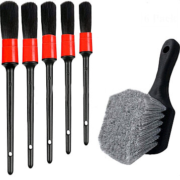 6pcs Short-handled Tire Brush Detail Brush Crevice Cleaning Brush