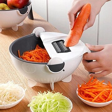 Magic Multifunctional Rotate Vegetable Cutter With Drain Basket Kitchen  Veggie Fruit Shredder Grater Slicer