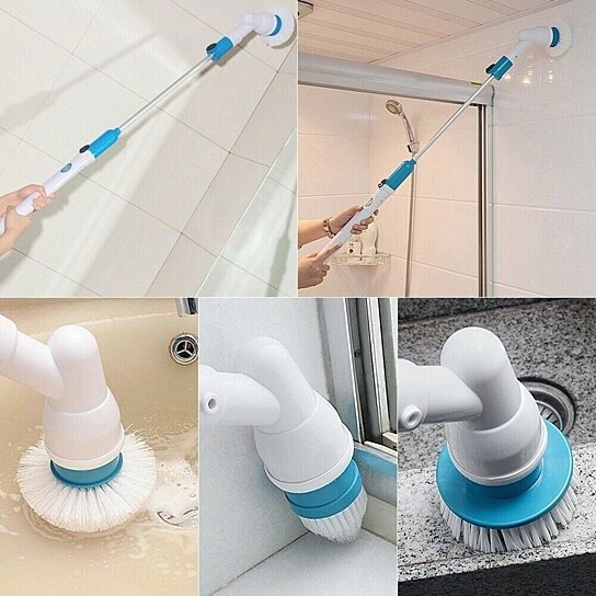 3 Heads Electric Spin Scrubber Cleaning Brush Bathroom Floor Tiles Cleaning Tool 
