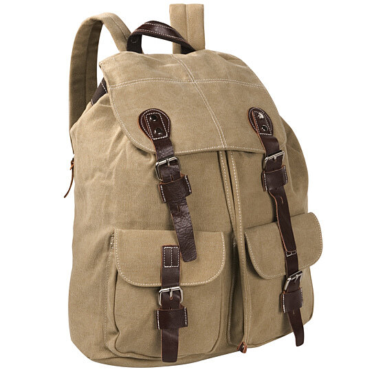 Buy Canvas Backpack Vintage Design w/Leather Trim, 18224 by Bag is Bag ...