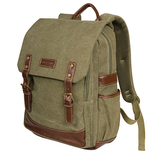 Buy Canvas Laptop Backpack Rucksack by Eurosport, Olive Green by Bag is ...