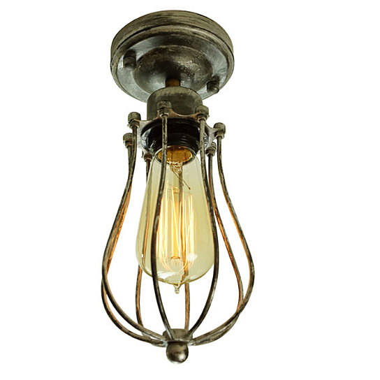 Rustic Flush Mount Ceiling Light Single Bulb E 26 Edison Antique Style