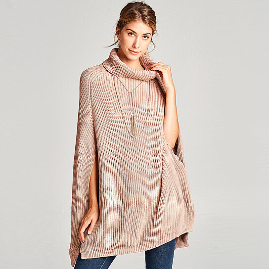 Classic Cable Knit Cape Sweater