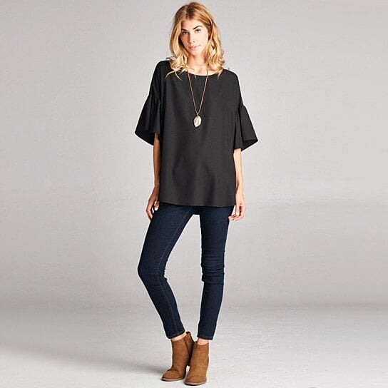 Relaxed Fit Bell Sleeve Top