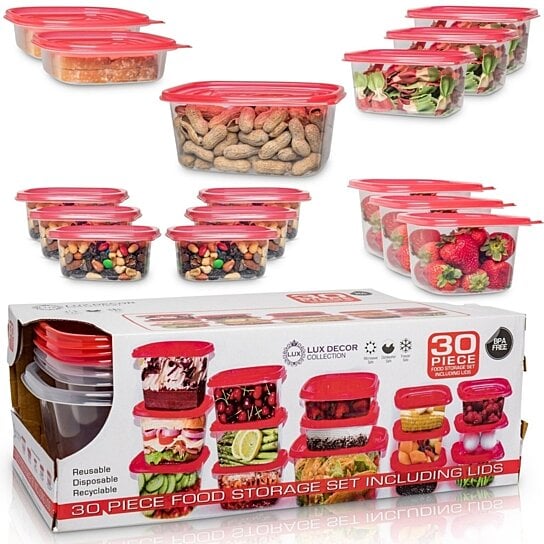 Buy 30 Pcs Food Containers With Lids By Lux Decor Collection