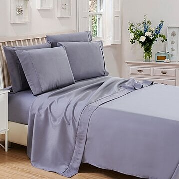 Lux Decor Collection 1800 Thread Count Microfiber Bed Sheet Set, Queen  Sheets, 6 Pc Deep Pocket Bed Sheets - Purple 