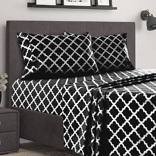 Buy 4 Piece Quatrefoil Pattern Bed Queen Sheets Set 1800 Bedding