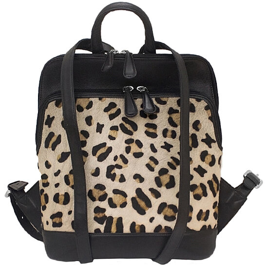 Buy Genuine Leather, Soft Haircalf Leopard print on Cowhide Backpack ...