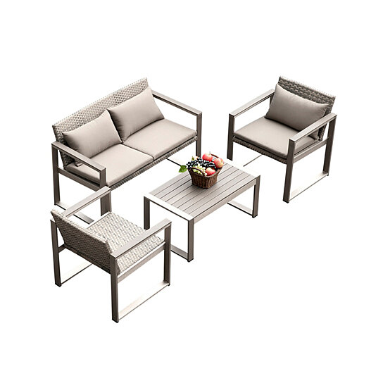 Medici 4 Pc Aluminum Resin Wicker Sofa Set