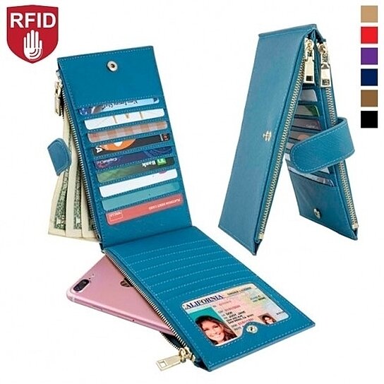RFID Blocking Bifold Multi Card Case Wallet- Genuine Leather