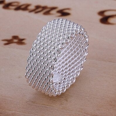 Modern Sterling Silver Woven Mesh Ring