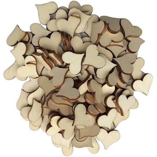Exceart 100pcs Wooden Button Heart Shape Uunfinished Wood Cutout Embellishments Craft Supplies Wedding Ornament Scrapbooking Decoration