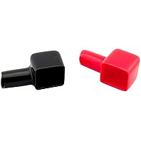 Cdrox 2pcs Square Motorcycle Scooter Battery Terminals Rubber Covers Red Black Motorbike Accessories
