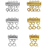 EXCEART 6pcs Necklaces Clasp Slide Tube Lock Necklace Spacer Clasp Multi Strands Magnetic Tube Lock Bracelet Connectors for Jewelry Making Findings