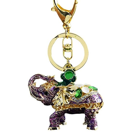 AM_ CN_ Cute Elephant Rhinestones Keychain Key Ring Bag Purse Hanging Ornament G 