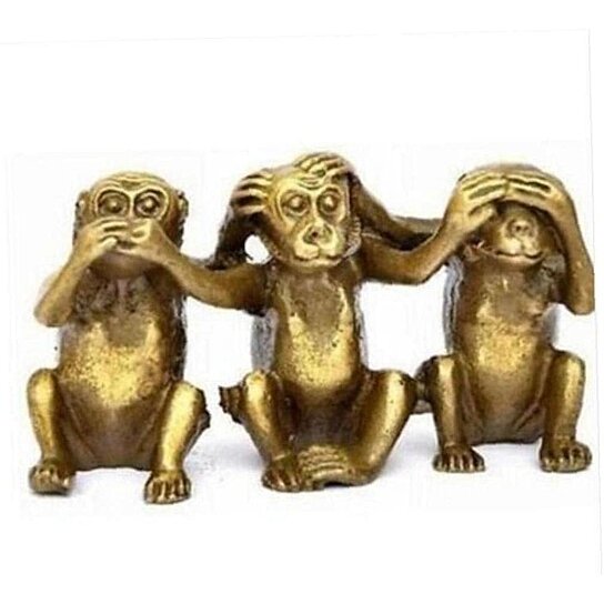 Small 4" 3 Wise Monkeys See Speak Hear "NO EVIL" Home Decor  Figurine 3 pcs set 