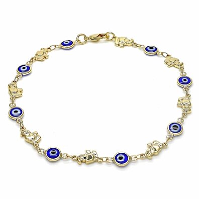 WEARON Dainty Gold Link Chain Anklet Women 14K Gold Plated Cute Charm Blue Evil Eye Cubic Zirconia Pearl Coin Chain Anklet Double Layer Chain Boho Beach Anklet Personalized Friendship Gifts