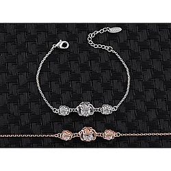 Link Chain Rose Design Bracelet With Austrian Stellux Zirconia