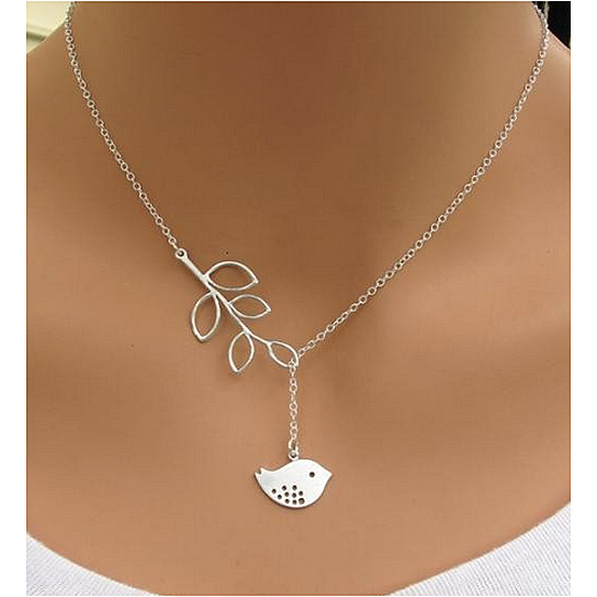 *SALE* Free Shipping - Journey - Bird and Leaf Lariat Necklace Bridesmaid Wedding Gift Special