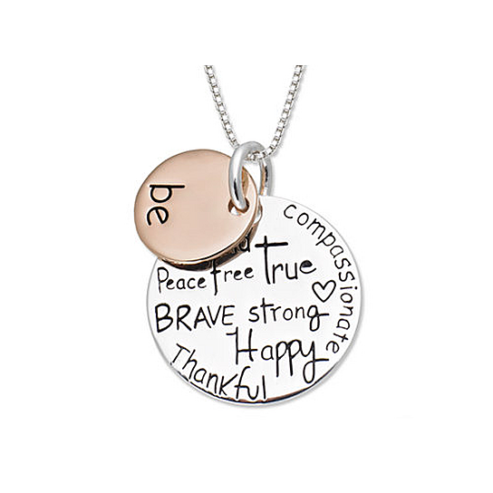 Powerful Inspirational Stamped Necklace Two Tone Rosegold Plated