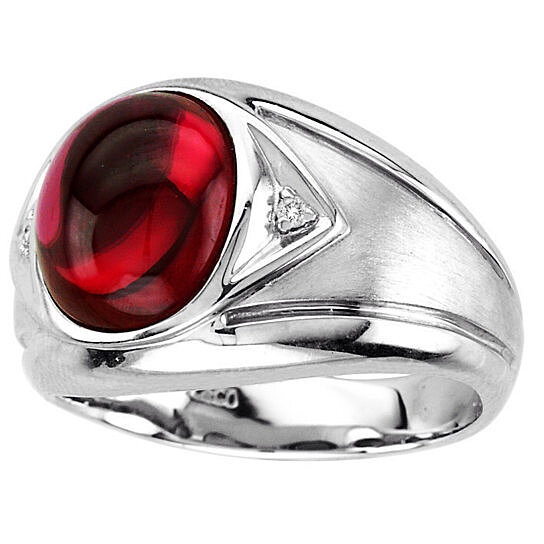 Buy Men's Oval Cabochon Ruby Ring in Sterling Silver by Naomis & Co on