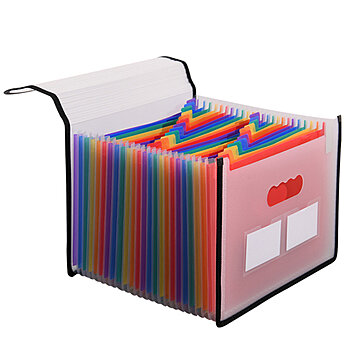 24 Pockets Expanding File Folder with Cover Accordian File Organizer  Portable A4 Letter Size File Box,High Capacity Plastic Colored Paper  Document