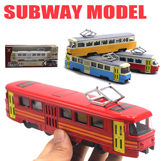 Classic Train Tram Diecast Pull Back Model with LED Music Developmental Kids Toy,Perfect Child Intellectual Toy Gift Set Blue 