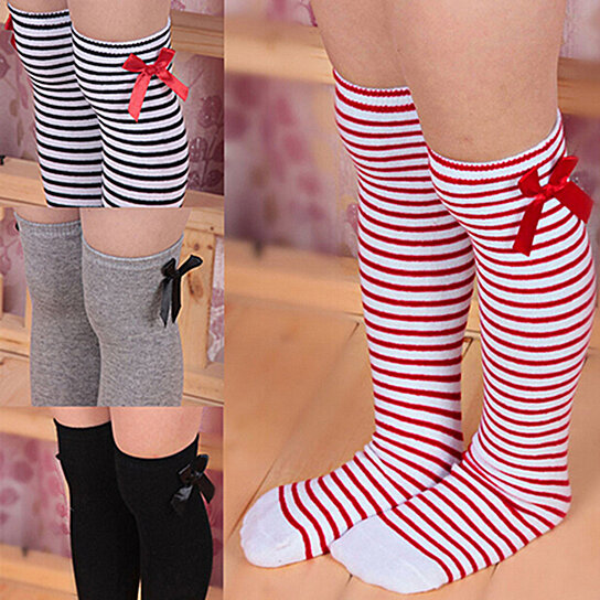 Buy Girls Cotton Knee Length Socks Kids Children Bowknot S