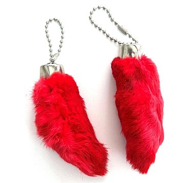 Buy 2 RED COLORED RABBIT FOOT KEYCHAINS novelty LUCKY fur hair feet ball  chain by NVLTYS on OpenSky