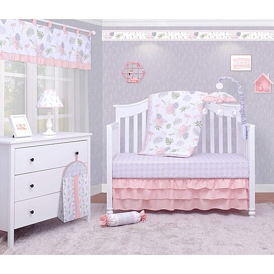 pink flamingo baby bedding