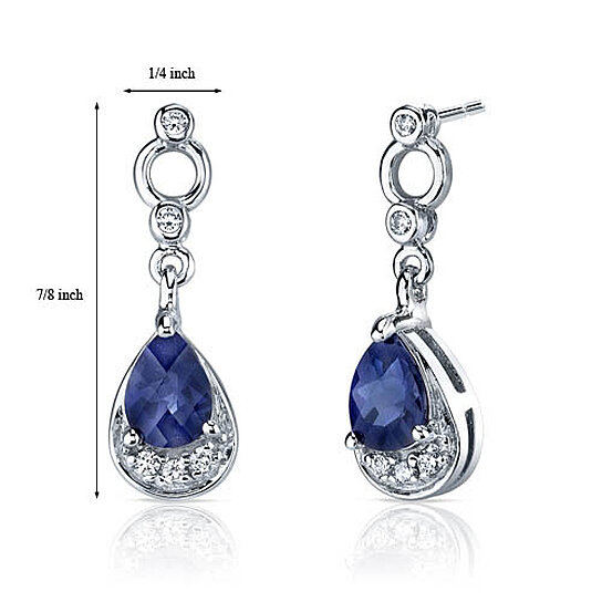 Buy Simply Classy 2.00 Carats Blue Sapphire Dangle Earrings in Sterling ...