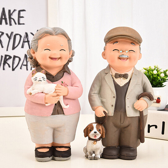 Buy 2Pcs/Set Cartoon Old Couple Model Craft Gift Figurine Ornament Home  Table Decor by oufeikakj on OpenSky
