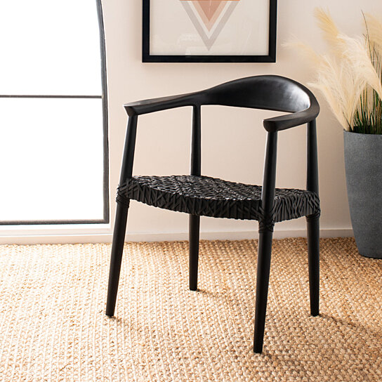 Buy Juneau Leather Woven Accent Chair Black by Pacific