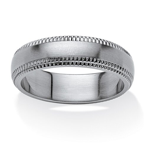 Men's Comfort Fit 6 mm Wedding Band with Milgrain Edging in Stainless ...