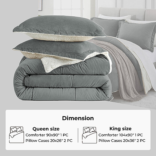 Buy 3-Piece Sherpa Reversible Down Alternative Winter Comforter Set by ...