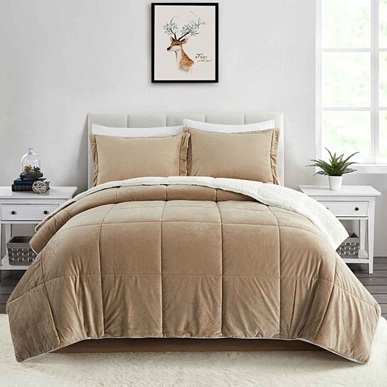 Buy 3 Piece Sherpa Reversible Down Alternative Winter Comforter