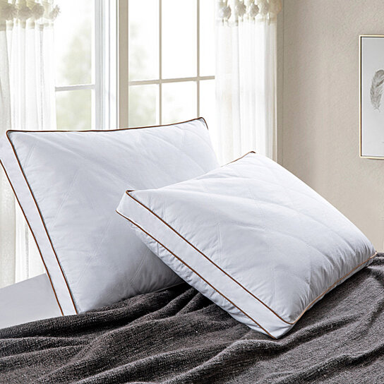 Puredown Goose Feathers and Down Pillow for Sleeping Gusseted Bed