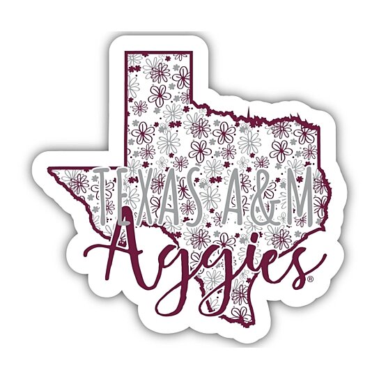 Texas A&M Aggies Floral State Die Cut Decal 4-Inch - College