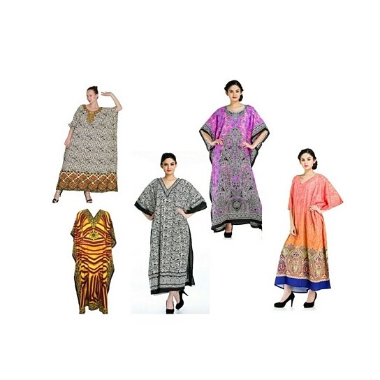 Womens Plus Size Kaftan Dress Tunic Long Maxi Kimono Kaftan Gown Nightdress Beach Party Casual Dress