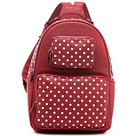 SCORE! Natalie Michelle Large Polka Dot Designer Backpack- Maroon and Silver