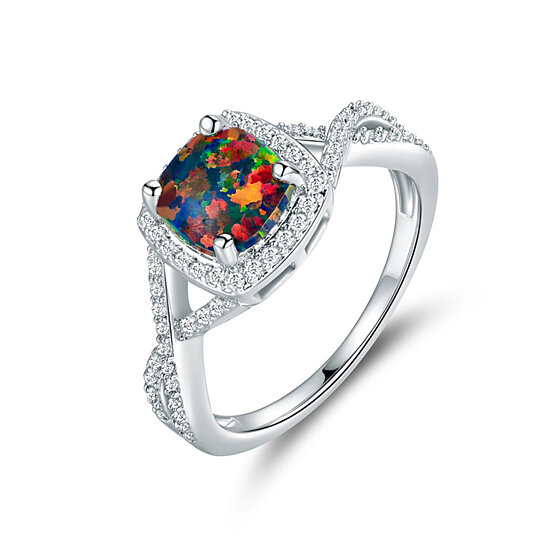 Buy 18K White Gold Plated Black Opal Ring by SGS International on OpenSky