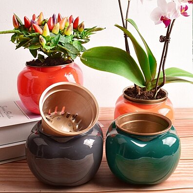 ZFF Retro Ceramic Vase Creative Home Decoration Crafts Ornaments for Living Room Kitchen Table Office Dried Flowers Organizer 29cm 