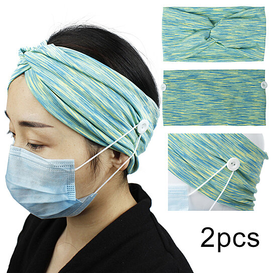 Sport Elastic Breathable Headband Sweatband Button Hair Bands for Women Nurses