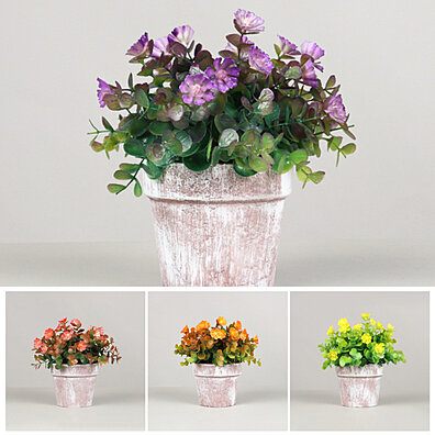 BUYGOO Artificial Flower in Pot Lifelike Fake Flower Decor Artificial Flower Plant for Home Office Decoration